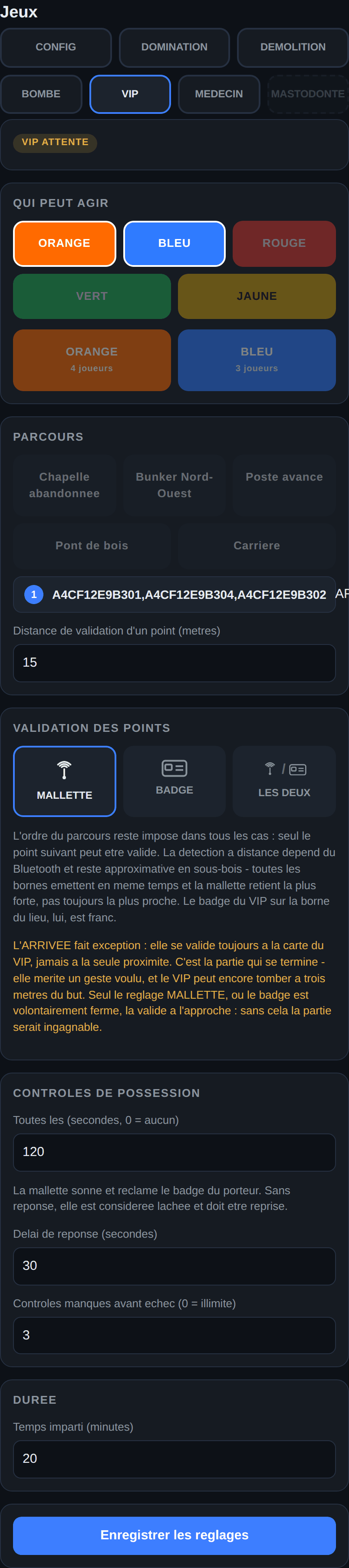 Le parcours se compose point par point, dans l'ordre.
